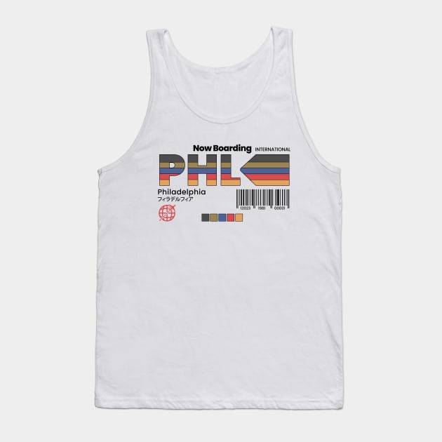 Vintage Philadelphia PHL Airport Retro Travel Pennsylvania Tank Top by Now Boarding